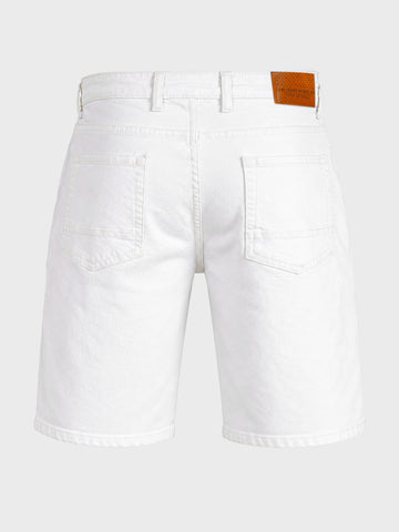 Men's White Slim Fit Colourblocked Casual Shorts
