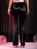 Women's Black Regular Fit Solid Velvet Bootcut Trousers