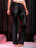 Women's Black Regular Fit Solid Velvet Bootcut Trousers