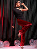 Women's Red Regular Fit Solid Velvet Bootcut Trousers