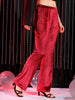 Women's Red Regular Fit Solid Velvet Bootcut Trousers