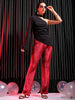 Women's Red Regular Fit Solid Velvet Bootcut Trousers
