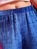 Women's Blue Regular Fit Solid Velvet Bootcut Trousers