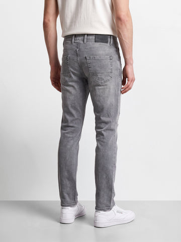 Men's Grey Straight Fit Solid Street Wear Jeans