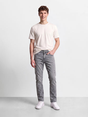 Men's Grey Straight Fit Solid Street Wear Jeans