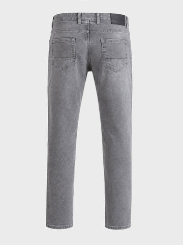 Men's Grey Straight Fit Solid Street Wear Jeans