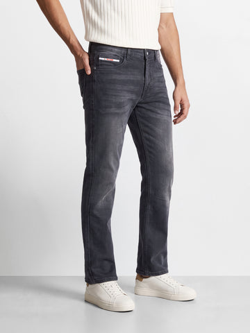 Men's Grey Regular Fit Solid Casual Jeans