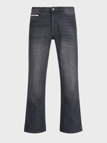Men's Grey Regular Fit Solid Casual Jeans