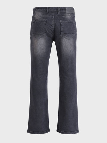 Men's Grey Regular Fit Solid Casual Jeans