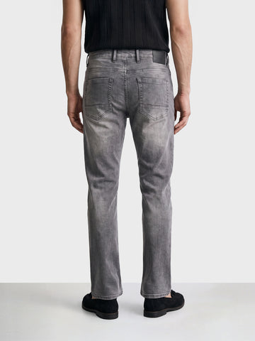 Men's Grey Bootcut Fit Solid Casual Jeans