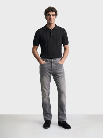 Men's Grey Bootcut Fit Solid Casual Jeans