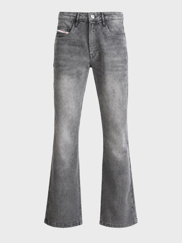Men's Grey Bootcut Fit Solid Casual Jeans