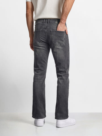 Men's Grey Bootcut Fit Solid Casual Jeans