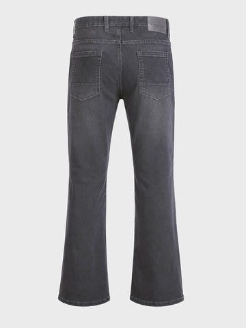 Men's Grey Bootcut Fit Solid Casual Jeans