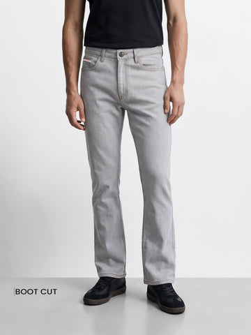 Men's Grey Bootcut Fit Solid Street Wear Jeans