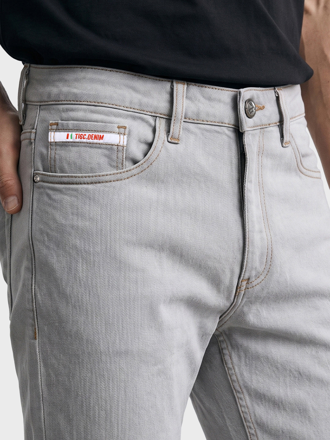 Men's Grey Bootcut Fit Solid Street Wear Jeans