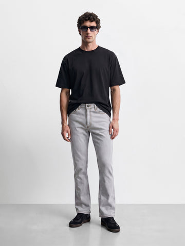 Men's Grey Bootcut Fit Solid Street Wear Jeans