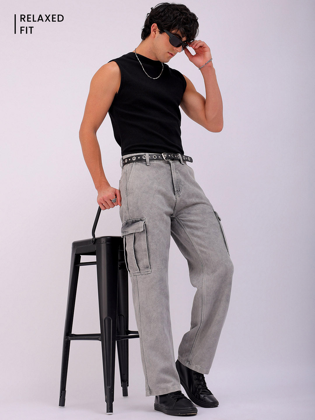 Shop Men's Solid G365 Relaxed Fit Cargo Denim Online.