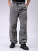Men's Grey Baggy Solid Mid-Rise Denim Joggers