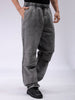 Men's Grey Baggy Solid Mid-Rise Denim Joggers