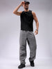 Men's Grey Baggy Solid Mid-Rise Denim Joggers
