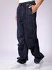 Men's Blue Baggy Solid Mid-Rise Denim Joggers