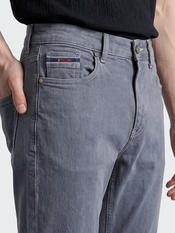 Men's Blue Slim Fit Solid Casual Trousers