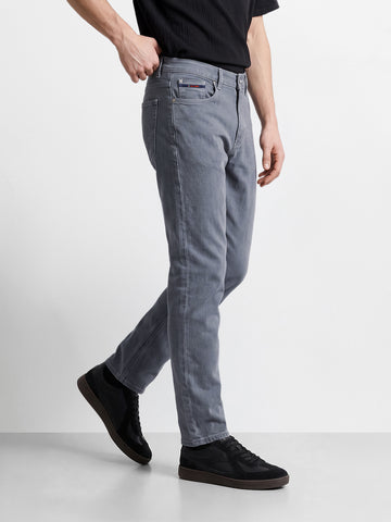Men's Blue Slim Fit Solid Casual Trousers