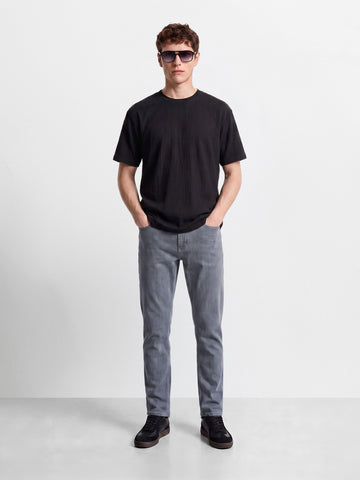 Men's Blue Slim Fit Solid Casual Trousers