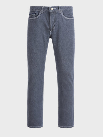 Men's Blue Slim Fit Solid Casual Trousers