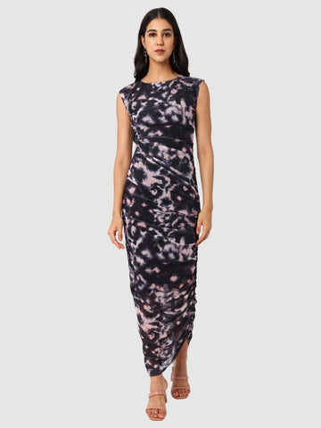 Women Black Fit Grey Full Sleeves Dress
