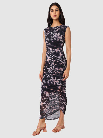Women Black Fit Grey Full Sleeves Dress