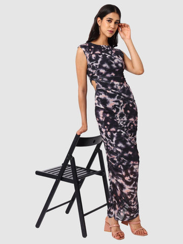 Women Black Fit Grey Full Sleeves Dress