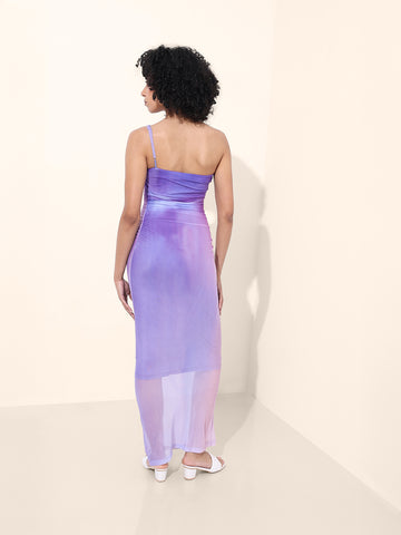 Women's Purple Regular Fit Party Wear Dress
