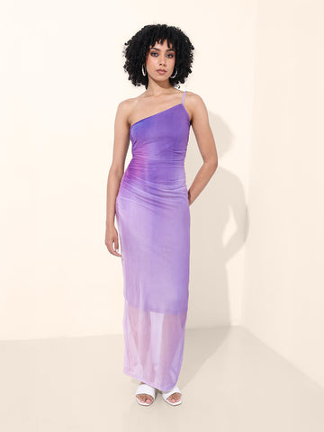 Women's Purple Regular Fit Party Wear Dress