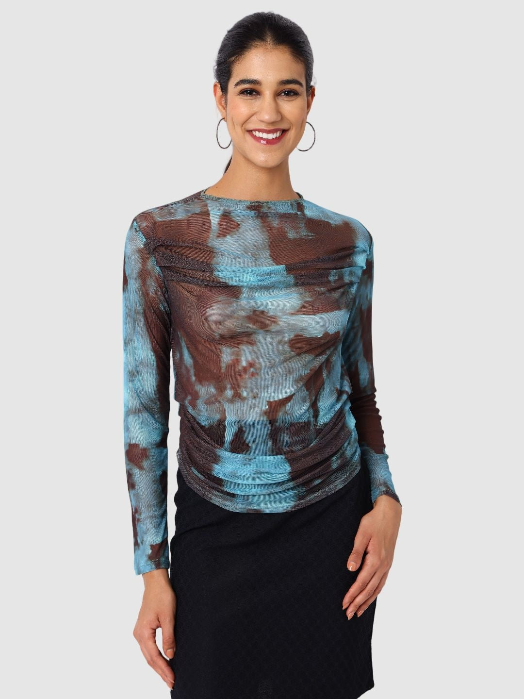 Women's Blue Regular Fit Party Wear Top