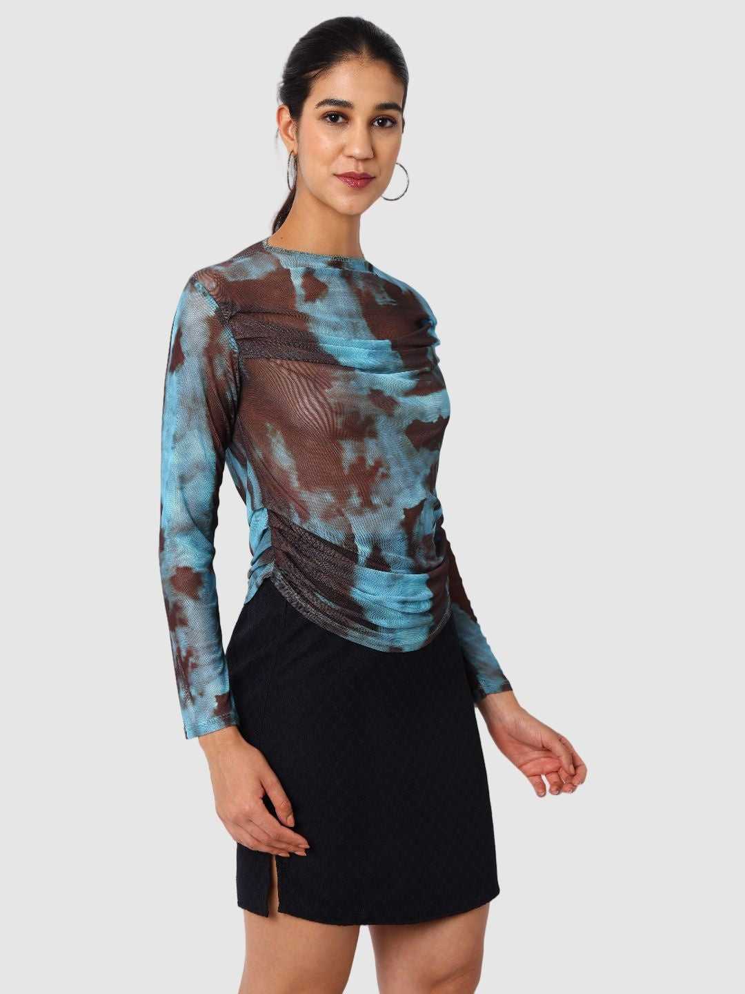 Women's Blue Regular Fit Party Wear Top
