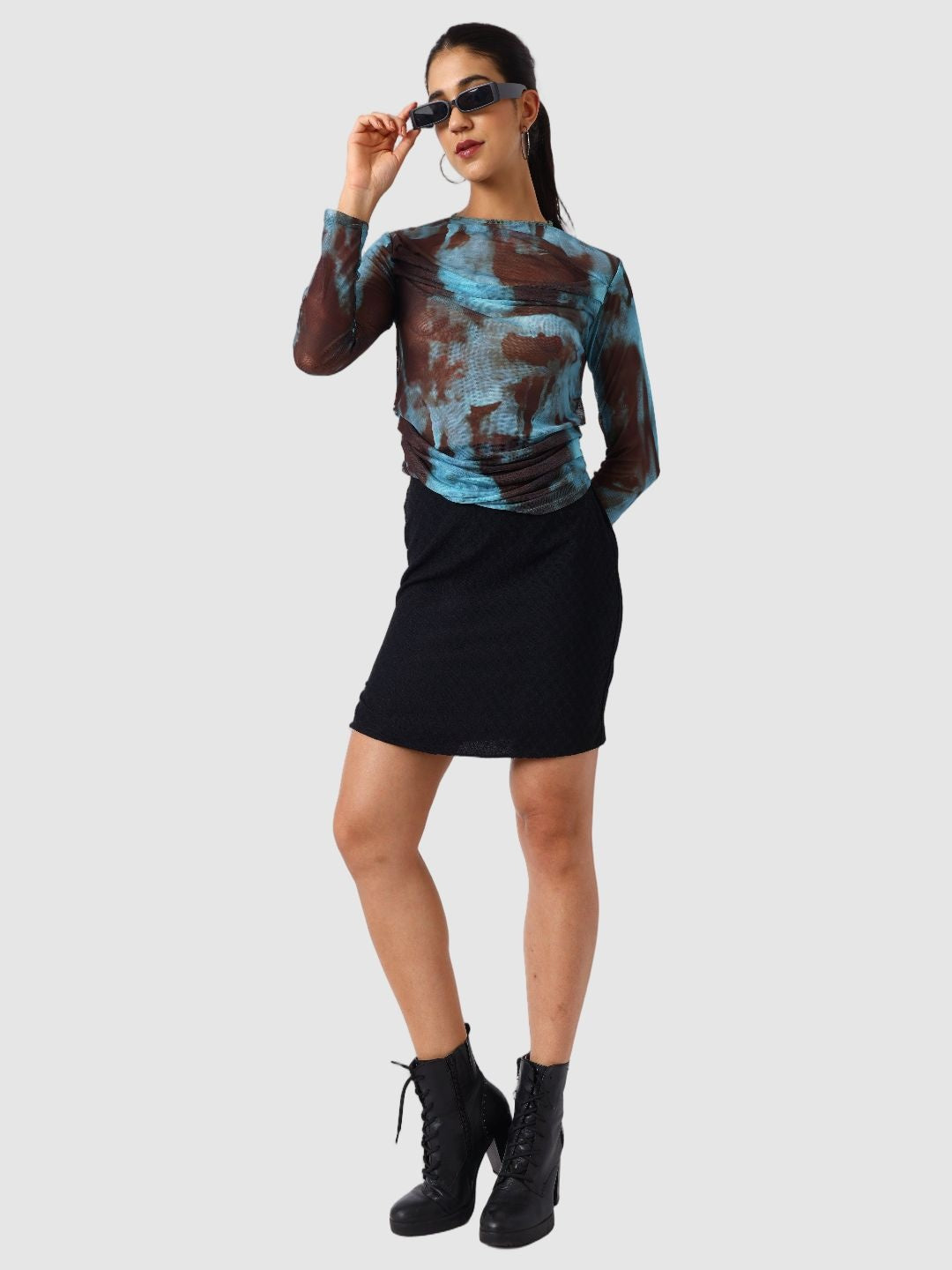 Women's Blue Regular Fit Party Wear Top