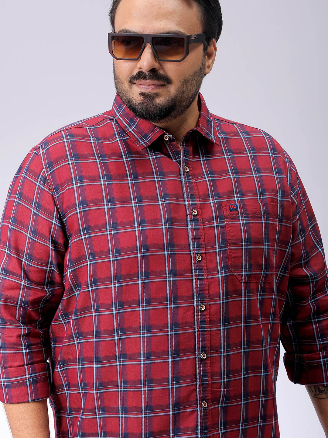 Men's Plus Size Checked Casual Shirt