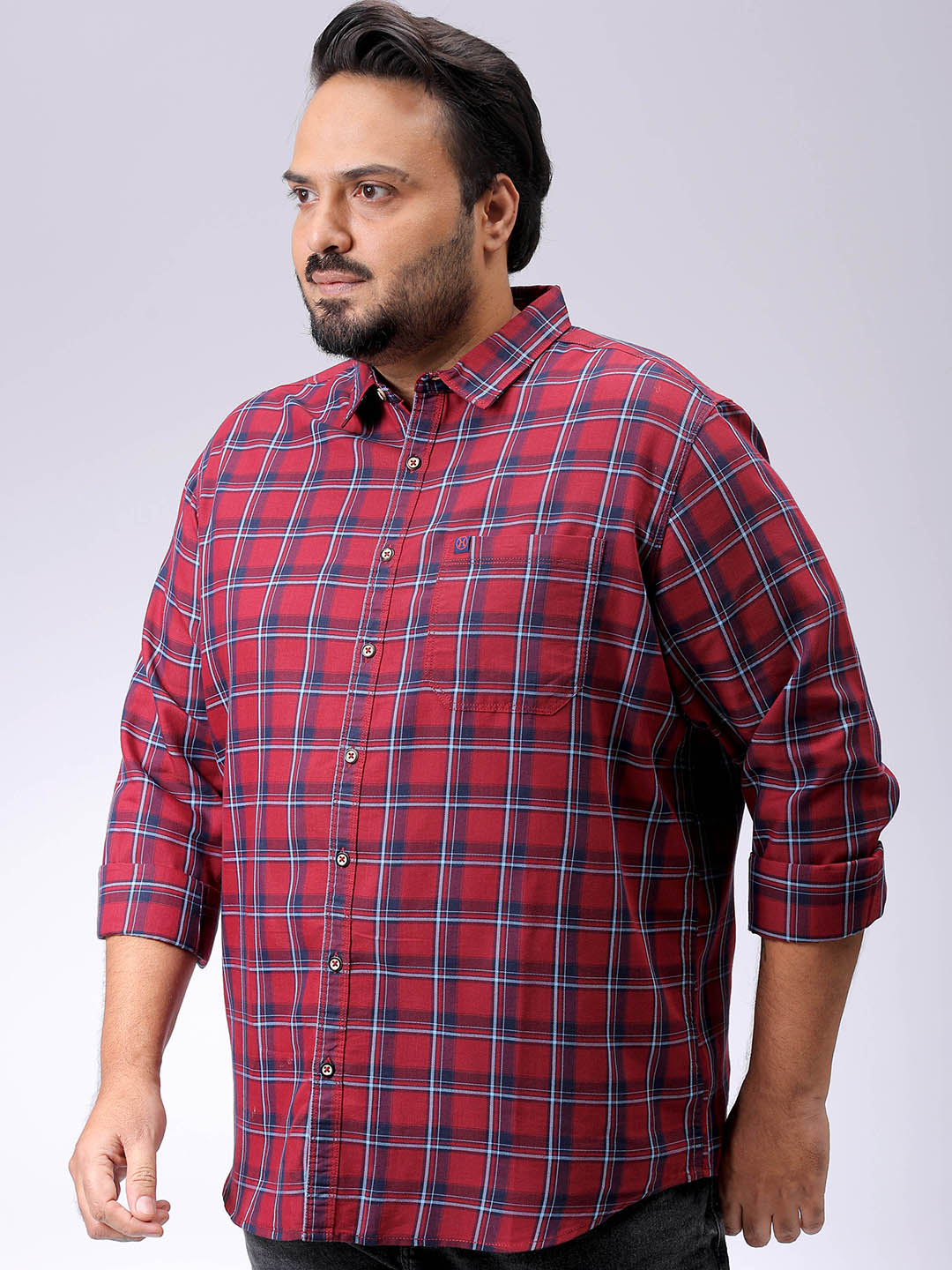 Men's Plus Size Checked Casual Shirt