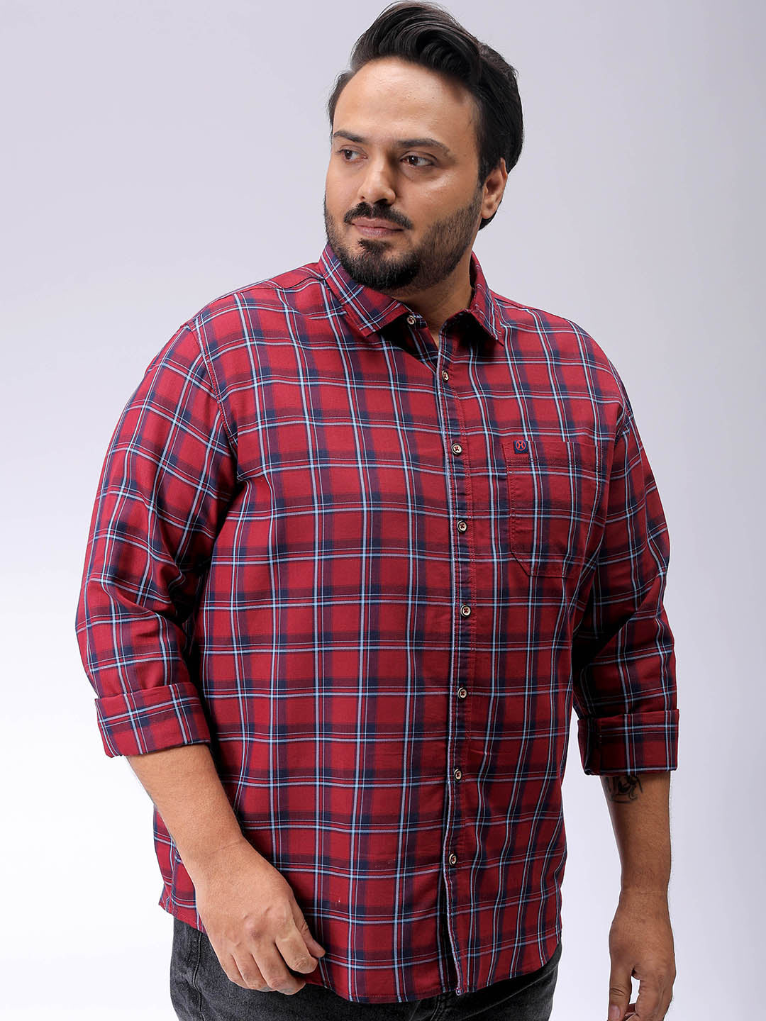 Men's Plus Size Checked Casual Shirt