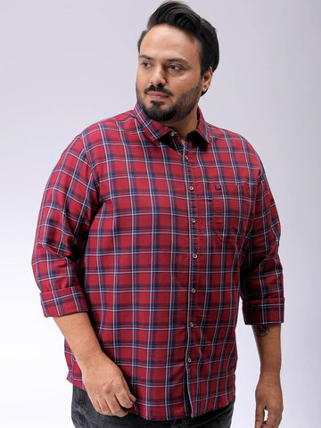 Men's Plus Size Checked Casual Shirt