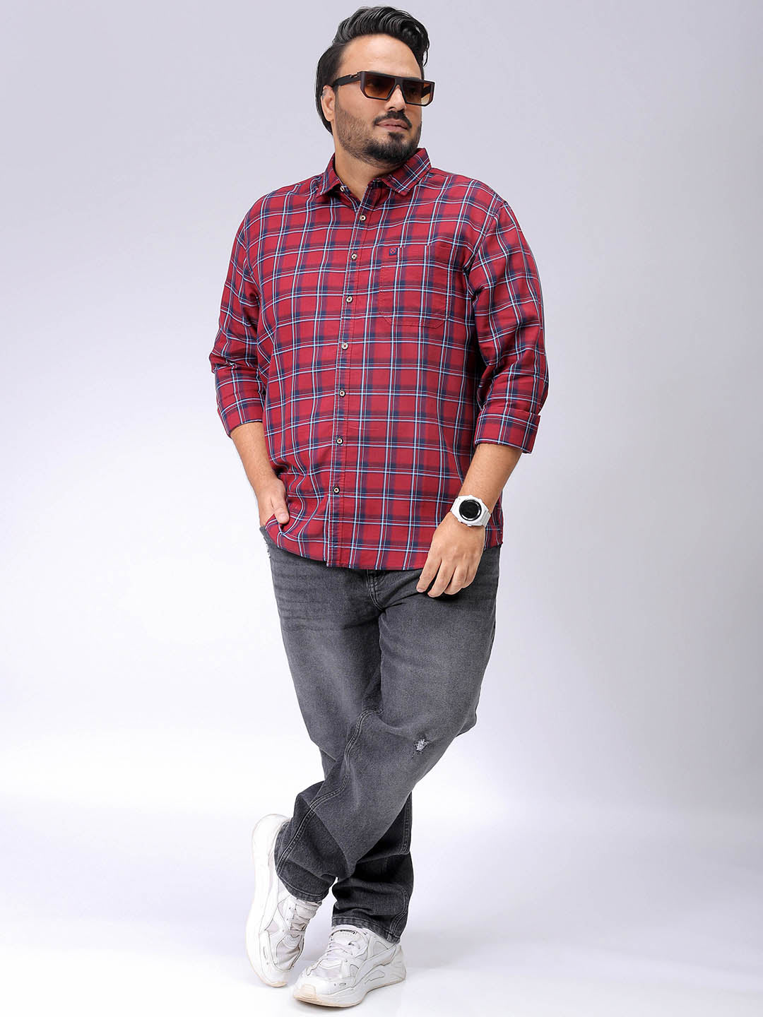 Men's Plus Size Checked Casual Shirt