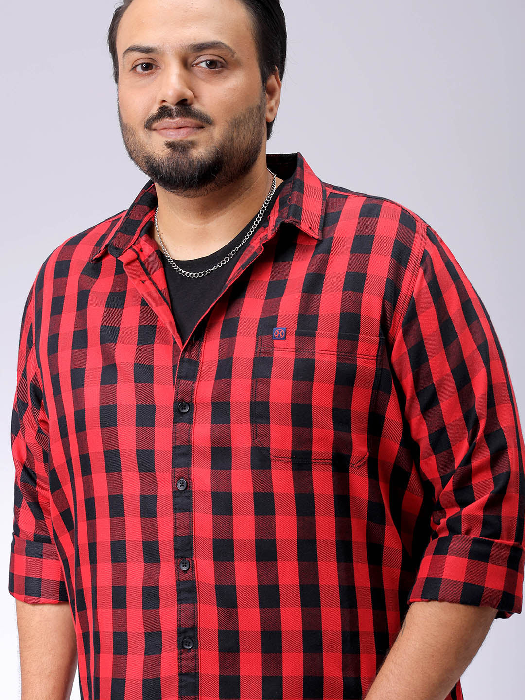 Men's Plus Size Checked Casual Shirt