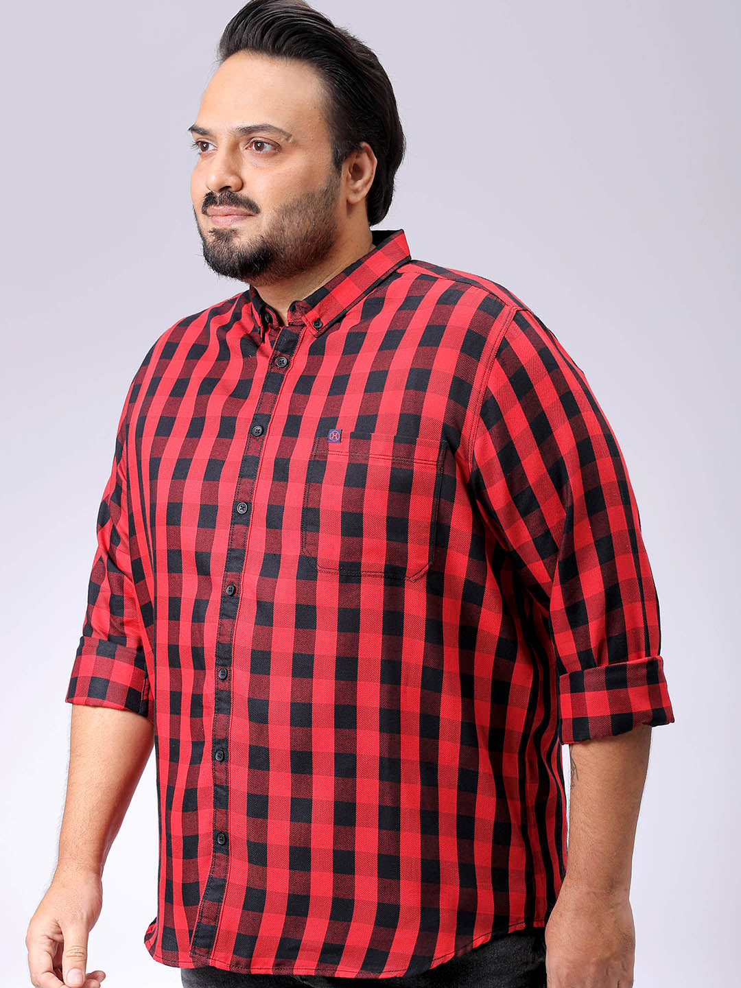 Men's Plus Size Checked Casual Shirt