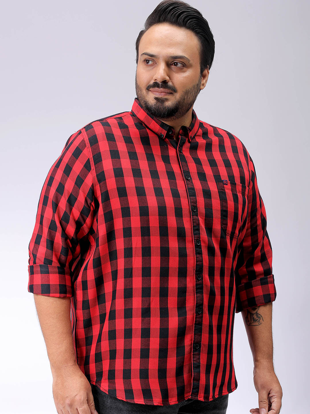 Men's Plus Size Checked Casual Shirt