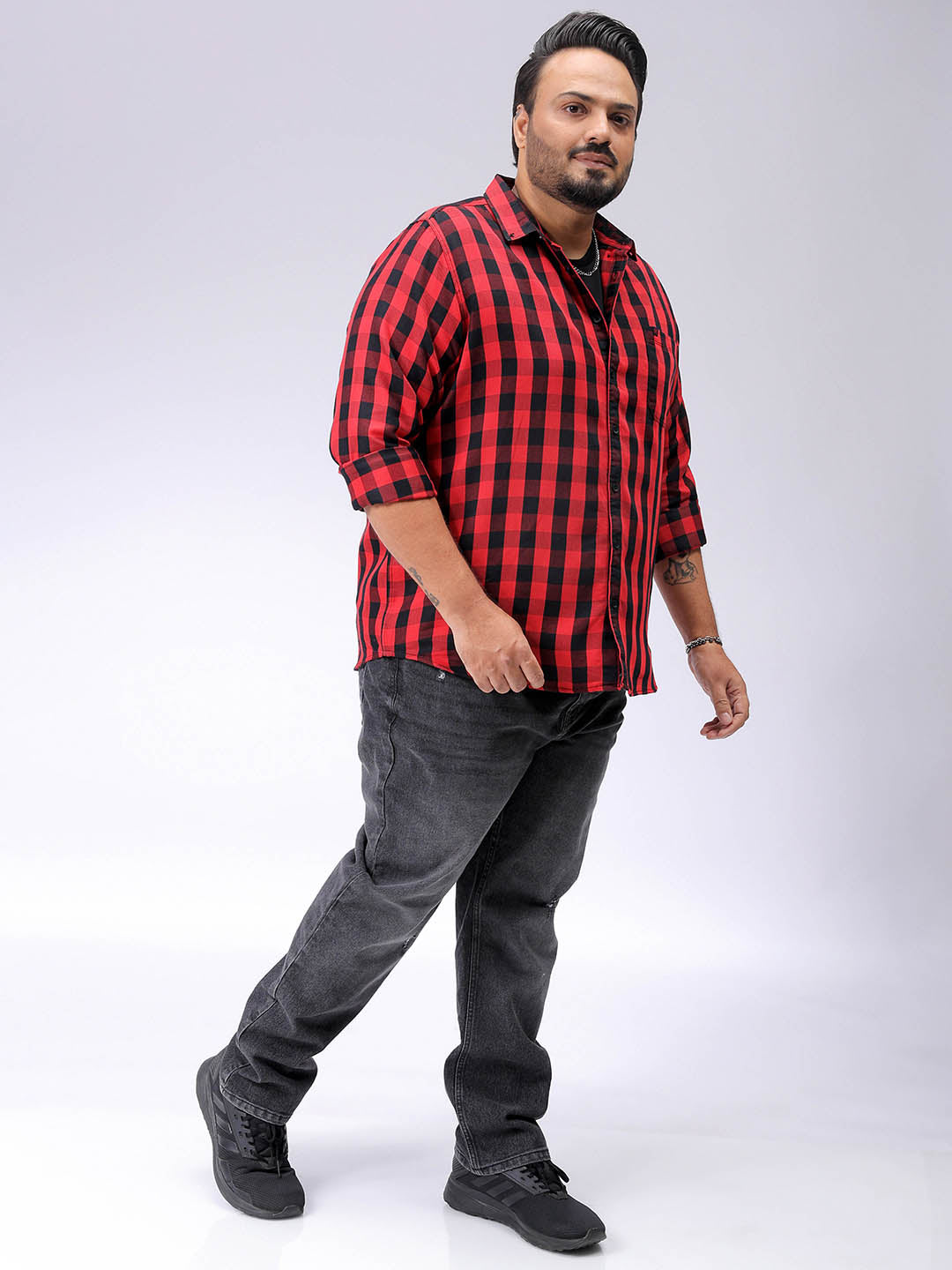 Men's Plus Size Checked Casual Shirt
