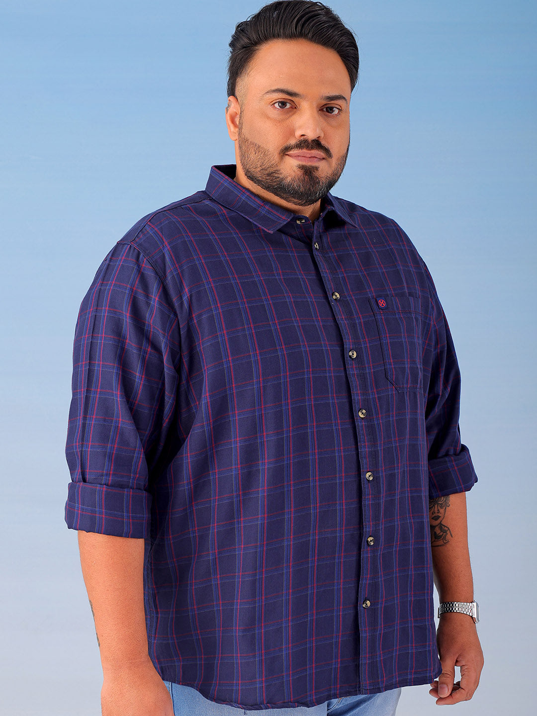 Shop Men's Checked Plus Size Shirt Online.