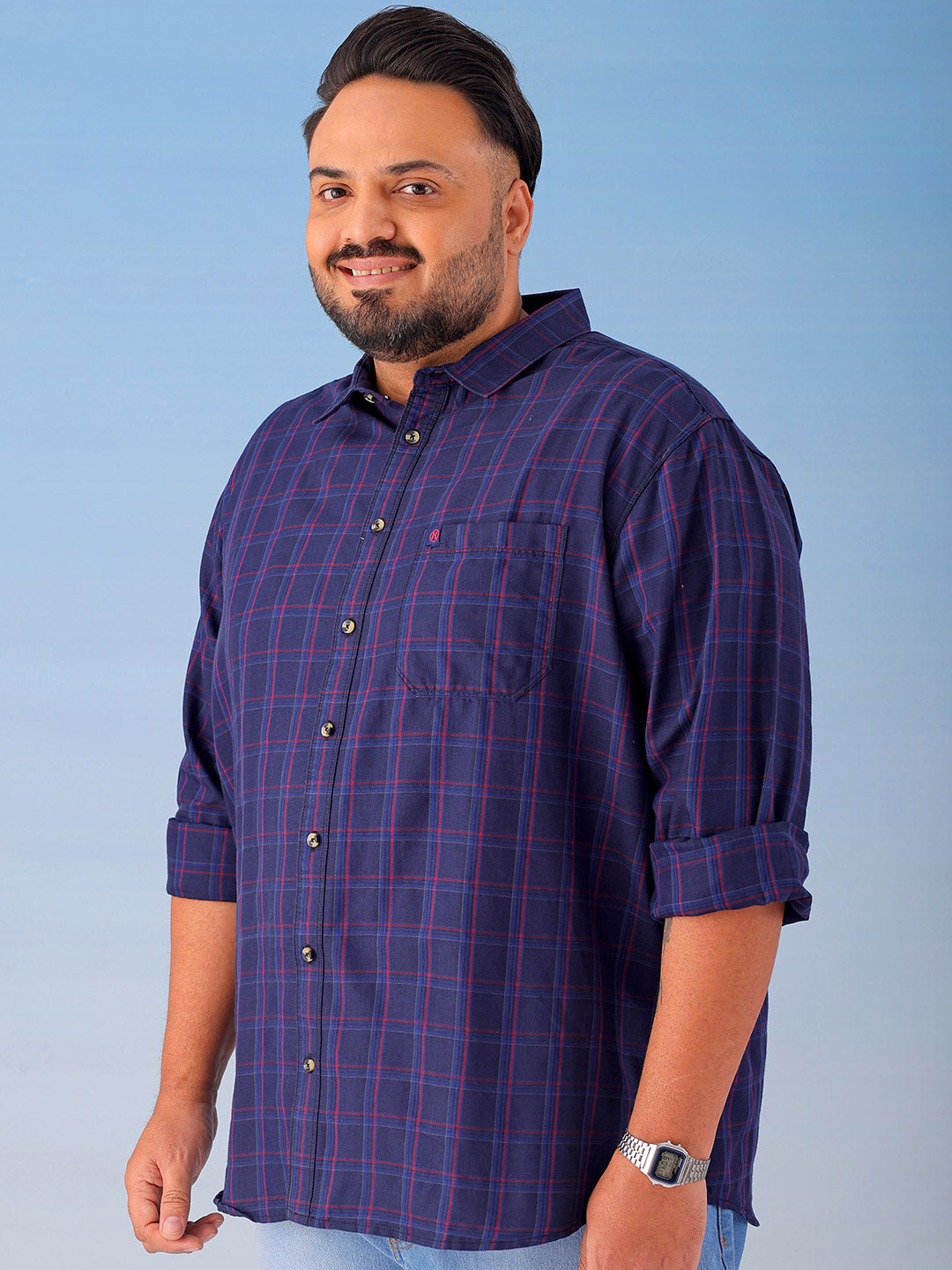 Shop Men's Checked Plus Size Shirt Online.