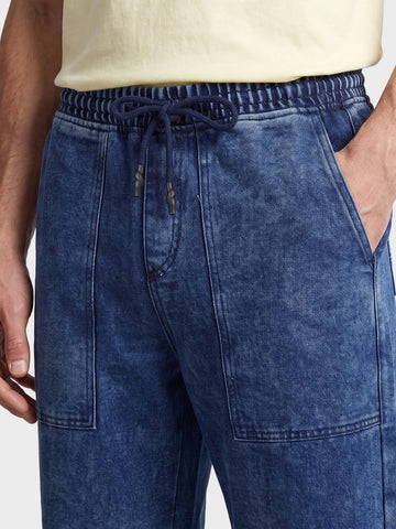 Men's Blue Relaxed Fit Solid Utility Jeans